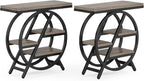 Tribesigns End Table for Living Room, 3-Tier Narrow Side Table with Storage, Wood Sofa Side Table with Geometric Metal Frame, Industrial Nightstand and Bedside Table for Bedroom