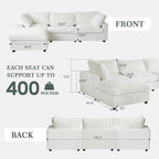 Modular Sectional Sofa, L Shaped Sofa with Chaise Ottoman, Deep Seat Cloud Sectional Couch, Couch Cushion Covers Removable, Comfy Modular Couches for Living Room, Office, Apartment, Beige