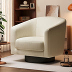 360° Swivel Accent Chairs, Modern Bucket Chair, Corduroy Barrel Armchair, Comfy Boucle Chair, Single Sofa for Living Room Bedroom. Cream White