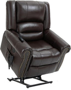 Recliner Chairs for Adults, Oversized Bedroom Chair with Massage, Sofa Chair Home Theater Seating with Lumbar Support, Lift Chair for Elderly, Nursery Chair for Living Room (Genuine Leather)