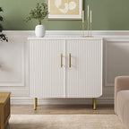 Buffet Cabinet with Storage, Sideboard with 2 Doors, Adjustable Shelf, Fluted Accent Cabinet for Living Room, Modern,White