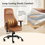 YFO Home Office Desk Chair High Back Office Rubber Casters Ergonomic Computer Chair with Lumbar Support Adjustable Height Rolling Swivel Chair Executive Task Armrests， Brown Leather