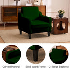 Accent Chairs Set of 2 for Living Room, Modern Velvet Living Room Chairs with Wide Backrest, Upholstered Comfy Chair with Cushion, Oversized Sofa Chair with Wood, Single Armchair, Green