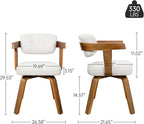 Art Leon Office Chair No Wheels - Mid Century Modern Desk Chair, Fabric Upholstered Accent Arm Chair with Wood Legs for Small Spaces Home Office Living Room Bedroom Study, Off White/Walnut