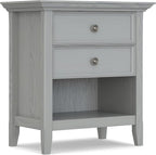 SIMPLIHOME Amherst SOLID WOOD 24 Inch Wide Traditional Bedside Nightstand Table in Fog Grey, For the Living Room and Bedroom