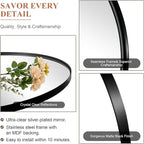 ANDY STAR Arched Mirror, 24" x 38" Black Bathroom Mirror in Stainless Steel Metal Frame, Arch Top Rounded Corner 1" Deep Set Design Wall Mount Hangs Vertical