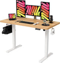 Monomi Electric Standing Desk, 47.2 inches Height Adjustable Desk, Ergonomic Computer Home Office Sit Stand Up Desk with Memory Preset Controller (Light Vintage Brown)