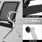 Kinsuite Reception Room Chair - 2pcs 2-Seat Guest Bench with Arms, Metal Waiting Room Chairs Reception Seat for Office Bank, Hospital, Airport, Black