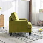 Velvet Upholstered Accent Chairs Set of 2 Modern Single Sofa Chair with Thick Removable Back Cushion and Black Printed Legs Armchair for Living Room/Bedroom/Reading, Olive Green