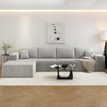 135.4" Cloud Sectional Couch with L-Shape Chaise,Modern Modular Sofa with Deep Seat, Upholstered Couches for Living Room Bedroom Apartments,No Assembly Required, (Grey,Left Facing Chaise)