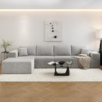 135.4" Cloud Sectional Couch with L-Shape Chaise,Modern Modular Sofa with Deep Seat, Upholstered Couches for Living Room Bedroom Apartments,No Assembly Required, (Grey,Left Facing Chaise)