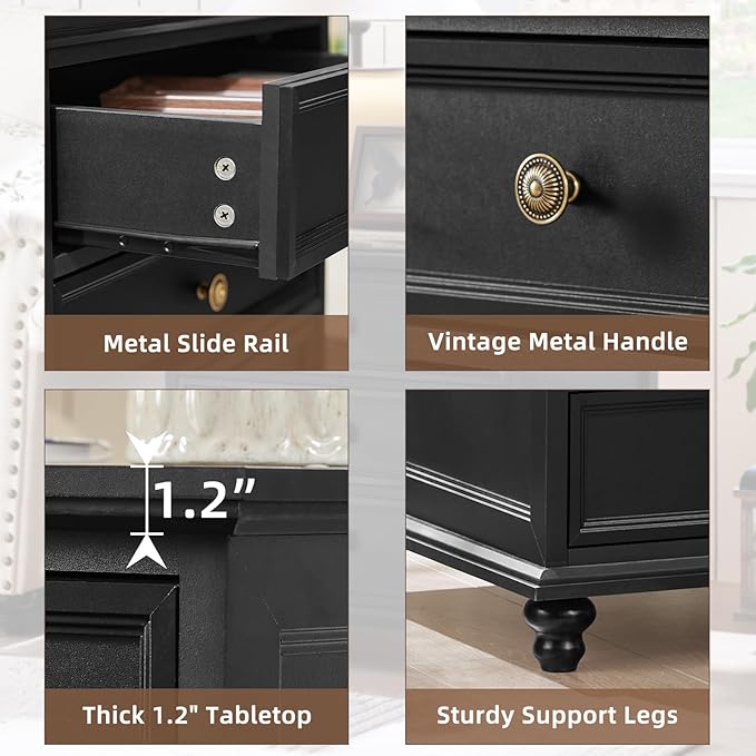 Farmhouse Dresser and Nightstand Sets, Wooden 7 Drawers Dresser & 24" Night Stand with 3 Drawers, 2 Piece Bedroom Furniture Set, Chest of Drawers for Bedroom, Home, Living Room, Hallway