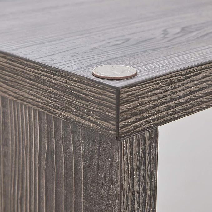 HSH L Shaped Computer Desk, Rustic Wood Corner Desk, Industrial Writing Workstation Table with Cabinet Drawer Storage for Home Office Study, Grey 55 inch