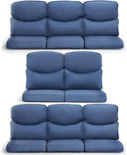 8-Piece Outdoor Patio Cushion Set - Fade & Water Resistant with Removable Olefin Cover, 22x24x4 Inch Memory Foam Cushions for Wicker Sectional Sofa – Blue/Crescent
