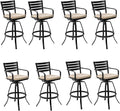 Pellebant 29.5" Outdoor Bar Stools Set of 8, Aluminum Swivel Patio Bar Height Stools with Footrest & Backrest,Rust-Proof Patio Stool Chairs for Deck Lawn Garden,Beige