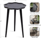 Kate and Laurel Alezar Modern Wooden Round Side Table, 15 x 15 x 22, Black, Solid Wood End Table with Wavy Edge for Bedroom Nightstand or Living Room Accent Table