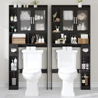 Vabches Over The Toilet Storage Cabinet, Farmhouse Storage Cabinet Over Toilet with Acrylic Doors，Home Space-Saving Toilet Rack, for Bathroom, Restroom, Laundry, Black