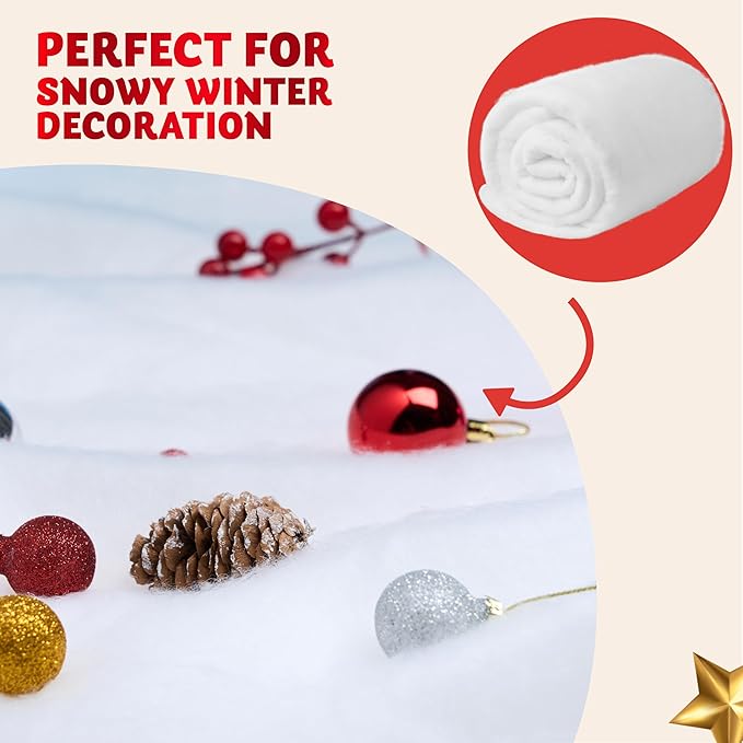 JOYIN Christmas Snow Blanket Roll (3x8 Ft,2 Pcs) for Christmas Decoration, Village Displays, Under The Xmas Tree, Thick White Soft and Fake Snow Cover for Holiday Decor and Winter Displays