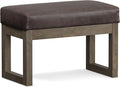 SIMPLIHOME Milltown 27 inch Wide Contemporary Rectangle Footstool Ottoman Bench in Distressed Brown Vegan Faux Leather, Assembled, for the Living Room and Bedroom