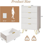 White Dresser for Bedroom, Modern Dresser with Gold Metal Handles & Chests of Drawers