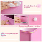 Costzon Kids Vanity with Lights, Princess Makeup Dressing Desk with Mirror and Stool, Storage Drawers, Shelves, Kids Vanity Table and Chair Set for Little Girls (Pink)