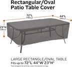 Classic Accessories Ravenna Water-Resistant 72 Inch Rectangular/Oval Patio Table Cover, Outdoor Table Cover