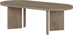 Henn&Hart 48" Oval Wood Low-Profile Coffee Table for Living Room, Family Room or Office, Antiqued Gray Oak