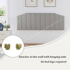 King Size Headboard Only, Velvet Upholstered Headboard King/California King Size Wall Mount and Bed Frame Mount, Featuring High-Density Sponge Padding Easy Assembly Comfort Style-Light Gray