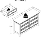 White Dresser for Bedroom 6 Drawers Dresser - 47.2" Wide 6 Chest of Drawers Storage Double Cabinet as Bedfoot Organizer & Wardrobe Cabinet