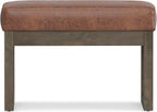 SIMPLIHOME Milltown 27 inch Wide Contemporary Rectangle Footstool Ottoman Bench in Distressed Saddle Brown Vegan Faux Leather, Assembled, for the Living Room and Bedroom