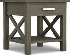 SIMPLIHOME Kitchener SOLID WOOD 21 inch Wide Square Contemporary End Side Table in Farmhouse Grey for the Living Room and Bedroom