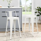 HAOBO Home Metal Bar Stools Set of 2 Low Back Counter Height Barstools 24" Industrial Barstool Patio Stool Metal Kitchen Stools Bar Chairs for Indoor Outdoor