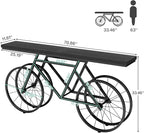 Tribesigns 70.9-Inch Extra Long Console Table, Narrow Sofa Table with Bicycle Metal Base, Modern Industrial Entryway Table Behind Couch Table for Living Room, Hallway, Entrance, Foyer, Black