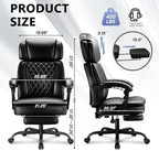 400lbs Executive Office Chair with Foot Rest for Heavy People, Ergonomic Big and Tall Desk Chair with Adjustable Headrest, High Back PU Leather Comfy Heavy Duty Computer Chair