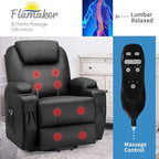 Flamaker Power Lift Recliner Chair Electric Lift Recliner for Elderly Power Lift Recliner Chair with Cup Holders Side Pockets for Living Room (Leather, Dark Black)