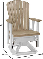 DutchCrafters Slat Fan Back Poly Adirondack Swivel Glider Outdoor Patio Chair (White & Weatherwood)