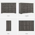 DICTAC Farmhouse 9 Drawers Dresser for Bedroom, Wide Dressers Chest of Drawers, Large Storage Closet Organizer with Natural Texture and Vintage Metal Handle, Wooden Dresser TV Stand for Living Room