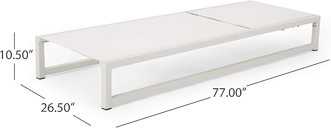 Christopher Knight Home Jerome Outdoor Aluminum Chaise Lounge with Mesh Seating (Set of 2), White