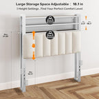 VINGLI Twin or Twin XL Size Headboard, Adjustable Upholstered Headboard with 3 Tier Shelves and Pegboard with Charging Stations and LED Lights, Modern Bed Headboard with Storage for Bedroom Decor