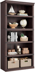 IDEALHOUSE 5 Tier Bookcase, Farmhouse Book Shelf with Storage, 71" Tall Book Case Wooden 5 Shelf Bookcase for Home Office, Living Room, Bed Room (Cherry, 67.4" H x 31.5" W x 12.8" D)