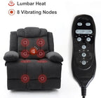 Recliner Chair Oversized 360° Swivel Rocker Recliners with Massage and Heating Theater Chairs Lounge Sofa Adults Lazy Sofas Single Couch for Living Room Overstuffed Armrests XL (Grey)