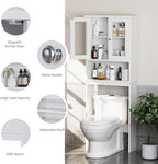 Meilocar Over The Toilet Storage Cabinet, Bathroom Storage Cabinet Over Toilet, Space Saver W/Adjustable Shelf & Open Shelf, White