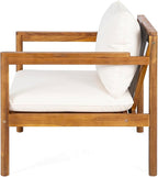 Christopher Knight Home Veera Set of 2 Acacia Wood Lounge Chair Outdoor with Rope Accent, Accent Chair with Water-Repellent Cushions, Comfy Chairs for Garden/Backyard, Patio Furniture, Teak + Cream