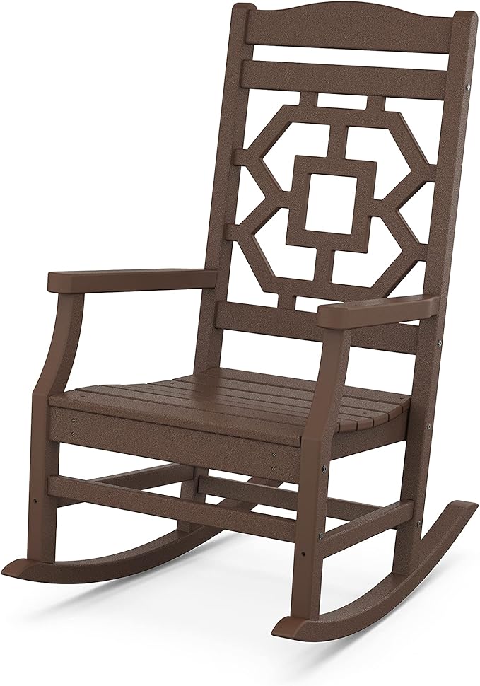 Martha Stewart by POLYWOOD® Chinoiserie 3-Piece Rocking Chair Set in Mahogany