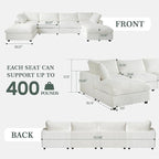 Modular Sectional Sofa, Convertible U Shaped Sofa with Chaise Ottoman, Deep Seat Cloud Sectional Couch, 6 Seat Comfy Modular Couch for Living Room, Office, Apartment, Beige