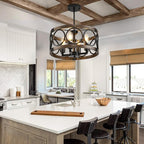 Light Fixture Ceiling Mount Kitchen 4 Light Semi Flush Mount Ceiling Light Fixture Black Rustic Farmhouse Chandelier for Dining Room Light Fixture with Adjustable Height