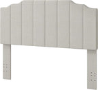 Queen Size Headboard Only, Linen Wall Mounted Headboard Queen/Full Size for Adjustable Bed, Modern Vertical Channel Design with Curved Tufted Upholstered Head Board, Linen Gray