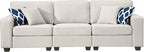 Legend Vansen Modular Sectional Sofa U Shaped Couch with Ottoman Modern Reversible Corner Sectional Couch for Living Room (Cream, 2+3 with Ottoman)