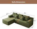 101" Modular Sectional Sofa for Living Room,Boneless Couch in A Box,Memory Foam Sectional Couches for Apartment,Cloud Couch No Assembly Required,Green
