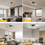 GEADI Large Modern LED Ceiling Light, 35.4" Dimmable Flush Mount Ceiling Lights with Remote Control, Black 3 Rectangular Light Fixtures for Kitchen Bedroom Dining Room(3000-6500K)